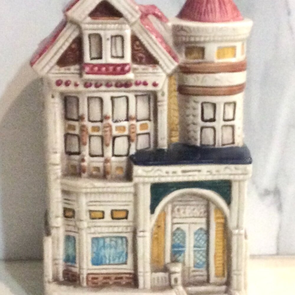 Vintage Takahashi Japan San Francisco Victorian House Wall Pocket Planter